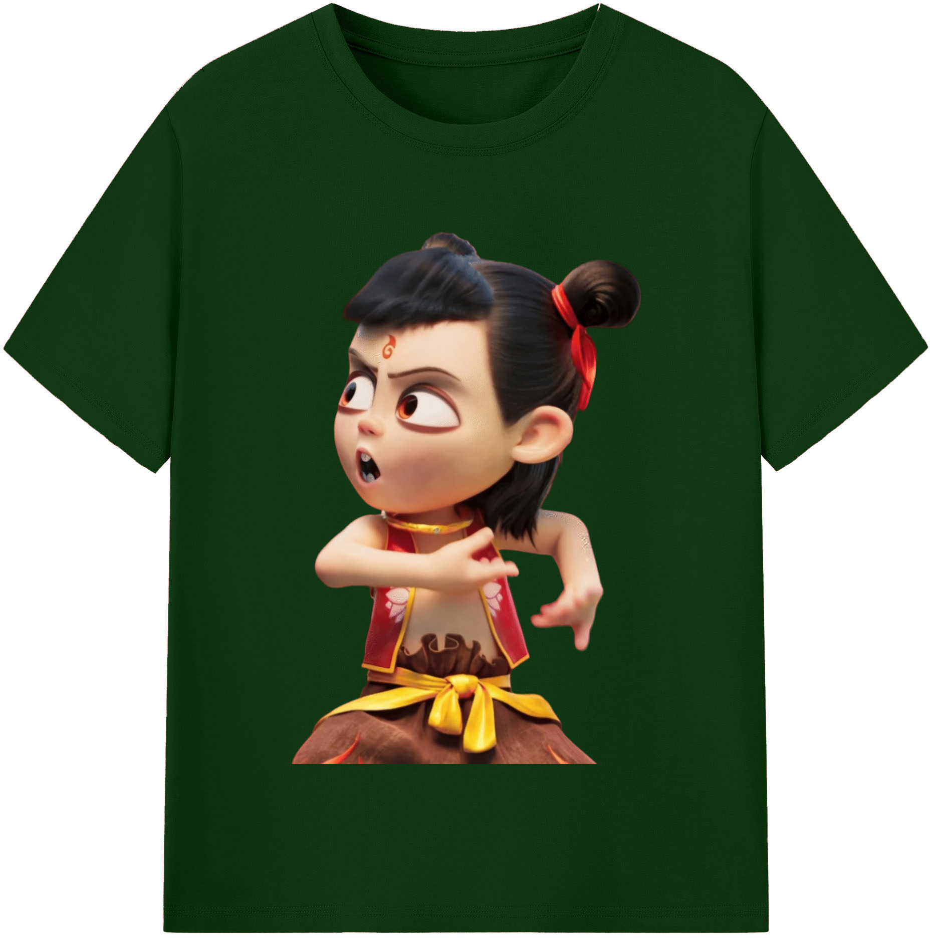 （画像用） Ne Zha 2 ナタ 魔童の大暴れ 綿100％半袖Tシャツ（フロントプリント）